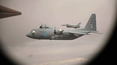 Three Jordanian planes, and one each from Egypt and France, took off from a base in Zarqa, east of Amman, for the relief operation. AFP