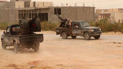 Forces backing Libya's unity government during fighting with the Libyan National Army in Tripoli, on April 21, 2019. Reuters