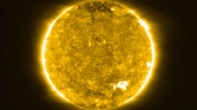 The Solar Orbiter, a European Space Agency probe built in the UK, captured images of the Sun in 2020 that show mini solar flares, called campfires, spread across its surface. The probe came within 75.6 million kilometres of the Sun. Photo: European Space Agency