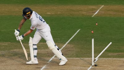 England captain Ben Stokes is bowled out by India's Jasprit Bumrah. The tourists were bowled out for 253, leaving Stokes's side 143 behind India's first innings total. Reuters