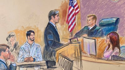Shooting suspect Elias Rodriguez, 31, charged with two counts of first-degree murder in the shooting near the Capital Jewish Museum, is seated with his lawyer in the US District Court in Washington. Reuters