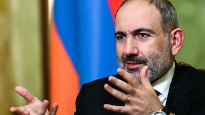 Armenian Prime Minister Nikol Pashinyan speaks as battles rage between Azerbaijani and separatist forces over the disputed Nagorno-Karabakh region on October 6. AFP