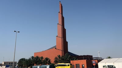 The terracotta exterior of Sheikha Fatima Bint Mubarak Mosque helps reduce interior temperatures by a few degrees. Satish Kumar for The National