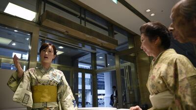 Toshiba’s humanoid robot named ChihiraAico welcomes customers. FRANCK ROBICHON / EPA