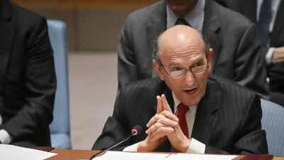 Elliott Abrams address a meeting on Venezuela in the UN Security Council. AP