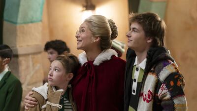 Mrs Claus with the couple’s two children, Cal (Austin Kane) and Sandra (played by Tim Allen’s daughter Elizabeth Allen-Dick)