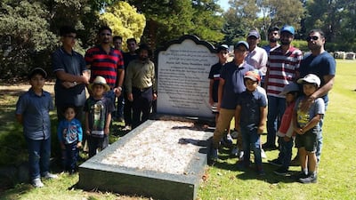 Perth Muslims visiting Hassan Musa Khan's grave in January 2019. Images courtesy of the Ahmadiyya Muslim Community of Western Australia.