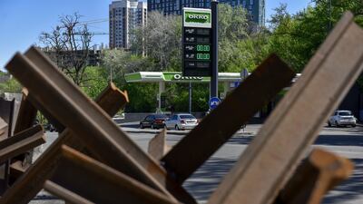 A petrol station in Kyiv. Ukraine has reported fuel shortages amid Russia's military offensive. Photo: EPA