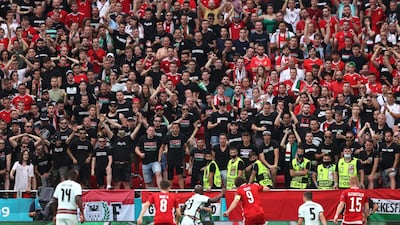 Packed stands watch the game at Puskas Arena. Getty