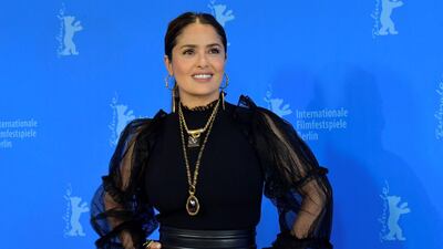 Salma Hayek poses during a photocall for the film 'The Roads Not Taken' screened in competition on February 26, 2020. AFP