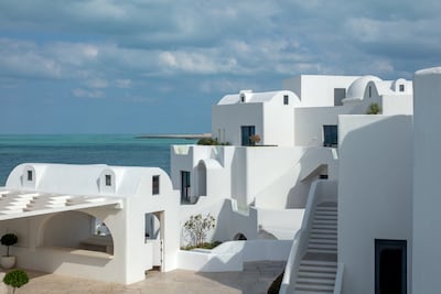 When the sun starts to set, the property's timeless architecture serves up excellent photo opportunities. Photo: Anantara Santorini