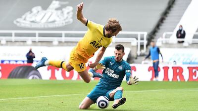 Tottenham striker Harry Kane has his shot saved by Newcastle goalkeeper Martin Dubravka. AFP