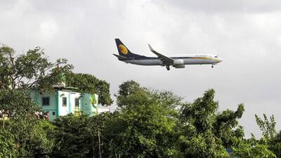 A Jet Airways plane near the Chhatrapati Shivaji International Airport in Mumbai. The company has been buoyed by investment from Etihad. Dhiraj Singh / Bloomberg News