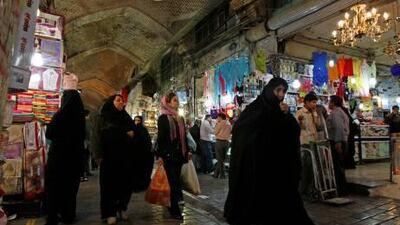 Consumer goods in Iran have risen in price as economic sanctions have begun to bite. Above, Tehran’s old main bazaar.