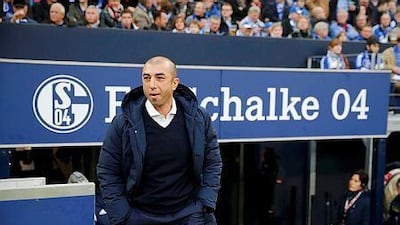 Schalke 04' s coach Roberto di Matteo arrives for his team's German first division Bundesliga soccer match against Wolfsburg in Gelsenkirchen November 22, 2014. He will lead his team against Chelsea in the Champions League on Tuesday. REUTERS/Wolfgang Rattay