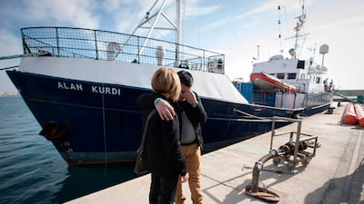 The family of Alan Kurdi, the Syrian boy who drowned in a shipwreck in the Mediterranean, attended the ship's inauguration in 2019. AFP