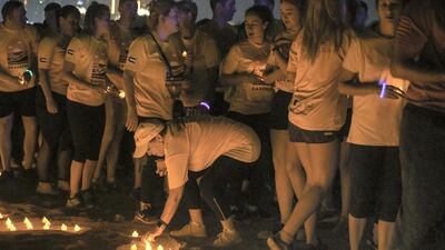 Signing the Wall of Hope at the Darkness into Light walk.