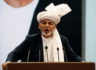President Ashraf Ghani addresses the loya jirga, or consultative grand assembly, on its first day on April 29, 2019. Reuters