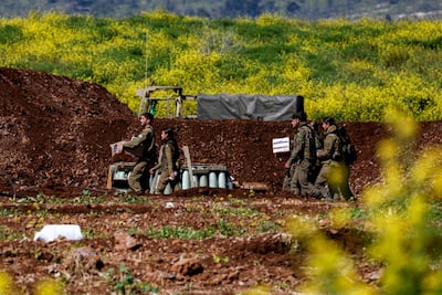 Israeli soldiers near the border with Lebanon. AFP