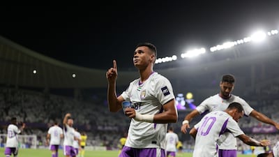 Houssine Rahimi after scoring for Al Ain. Chris Whiteoak / The National