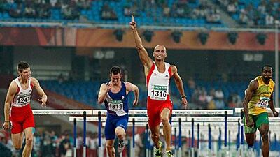 Andy Turner wins the 110 metre hurdles.