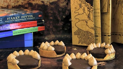 Sorting hat chocolate tarts that feature a different coloured jam filling that signify which house one is sorted into