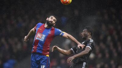 Crystal Palace’s Mile Jedinak in action with Chelsea’s John Obi Mikel. Dylan Martinez / Reuters