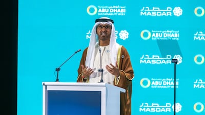 Dr Sultan Al Jaber, Minister of Industry and Advanced Technology, speaks at the opening ceremony