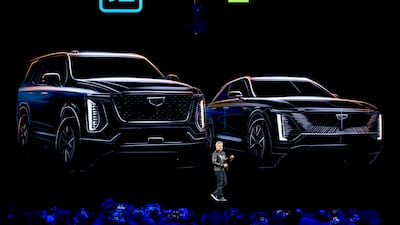 Jensen Huang, chief executive of Nvidia, announces a new partnership with GM during the company's GTC conference. Photo: Bloomberg
