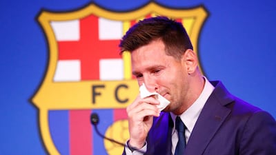 Lionel Messi faces the media at Nou Camp as he prepares to leave Barcelona.