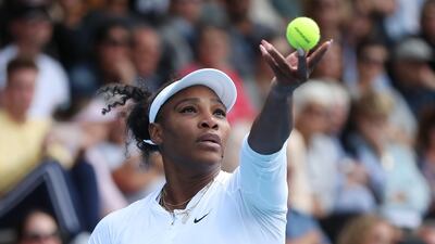 Serena Williams serves during her first round match against Camila Giorgi on Day Two of the 2020 Auckland Classic. AFP