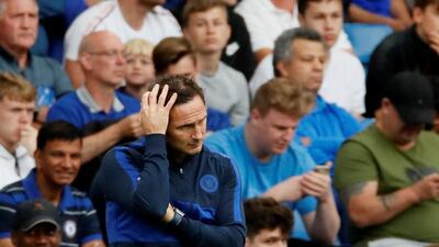 Frank Lampard watches on from the sidelines during Chelsea's 2-2 Premier League draw with Sheffield United. Reuters