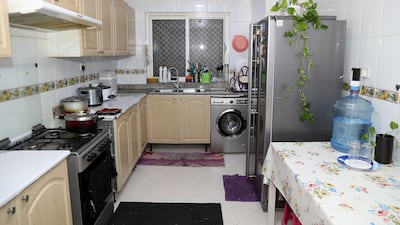 The kitchen area of the apartment