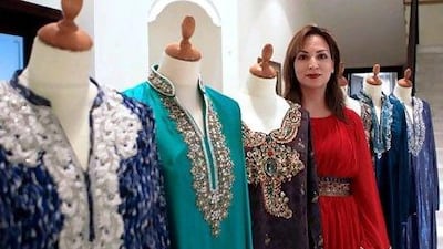 Tooba Ghafur, the founder of Airayan Fashion, with some of her latest collections at her residence in Dubai.