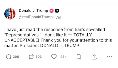 US President Donald Trump was less than thrilled with Iran's apparent response to the US proposals to end the ongoing conflict.