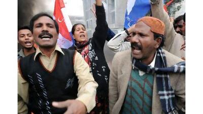 Pakistani Christians shout slogans against the killing of Christian government minister Shahbaz Bhatti in Islamabad.