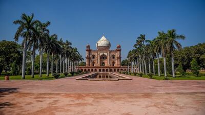 A general view shows the empty Safdarjung Tomb in New Delhi. AFP