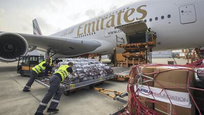 Emirates Airline, the Airbus Foundation and the NGO Welthungerhilfe have joined forces to bring emergency shelter items from Hamburg, Germany, to the United Nations Humanitarian Response Depot (UNHRD) in Dubai, UAE. Courtesy Airbus Foundation