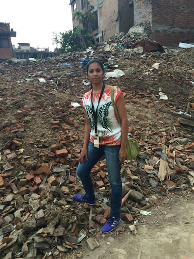 Anjana Sankar reporting from Nepal in 2015. Anjana Sankar / The National