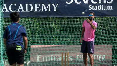 Ahmed Raza at the Rajasthan Royals Academy in Dubai. Antonie Robertson / The National