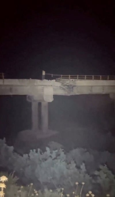 A damaged railway bridge near Aq Qala that US struck, in Iran's Golestan province. Reuters