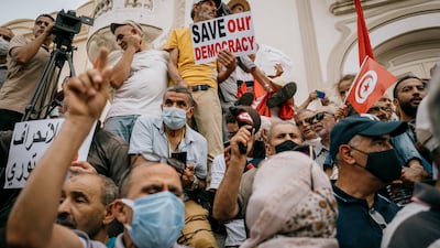 In the months since Kais Saied has taken sole power of the country, dozens of protests have taken place to challenge his power. Erin Clare Brown / The National