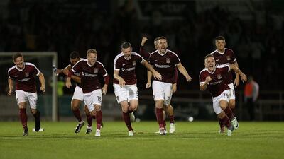 Northampton Town players celebrate during their League Cup win over West Brom. Pete Norton / Getty Images