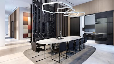 The dining area features contemporary design. Courtesy LuxuryProperty.com