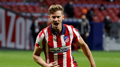 Marcos Llorente celebrates his goal. Reuters