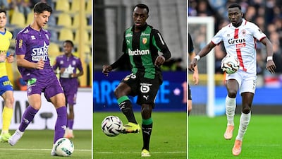 From left: Saudi Arabian players Faisal Al Ghamdi (Beerschot), Saud Abdulhamid (Lens) and Marwan Al Sahafi (Antwerp) have all been playing in Europe.