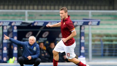 AS Roma's Francesco Totti shown in action during his side's 1-1 Serie A draw with Verona on Sunday. Filippo Venezia / EPA / February 22, 2015