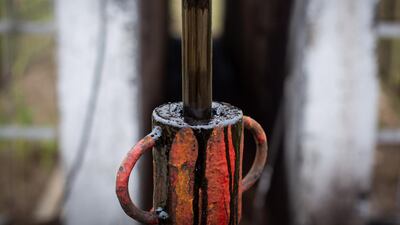 Oil sits on the shaft of a pumping jack, also known as "nodding donkey", as it operates in an oilfield near Almetyevsk, Russia. Oil’s rally follows steady highs last week when powerful hurricanes shut down around 1m bpd of oil and 1.2 billion cubic feet of gas per day from the Gulf of Mexico. Bloomberg