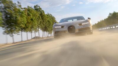 The Bugatti Chiron at Al Qudra Lakes in Dubai. Bugatti Automobiles SAS