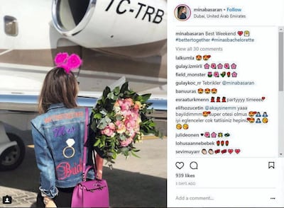 Mina Basaran boards a flight in Istanbul earlier in the week. Instagram @minabasaran